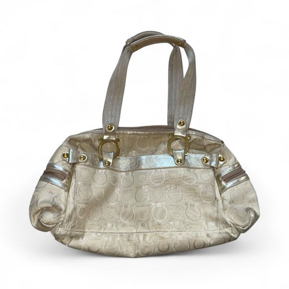 Salvatore Ferragamo Handbags - Salvatore Ferragamo Beige‎ Handbag with Gold Logo Hardware